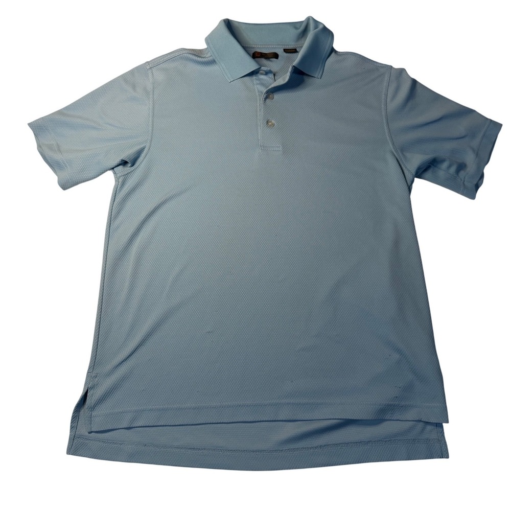Monterey Club Polo Shirt Light Blue Golf Athletic Performance Short Sleeve L Men